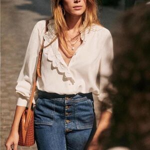 Sezane Chlo Shirt Ecru. - Size 46 NWT